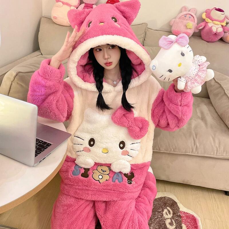 Thermal Long John - Sanrios Cinnamoroll Mercan Kadife Pijama Kadın