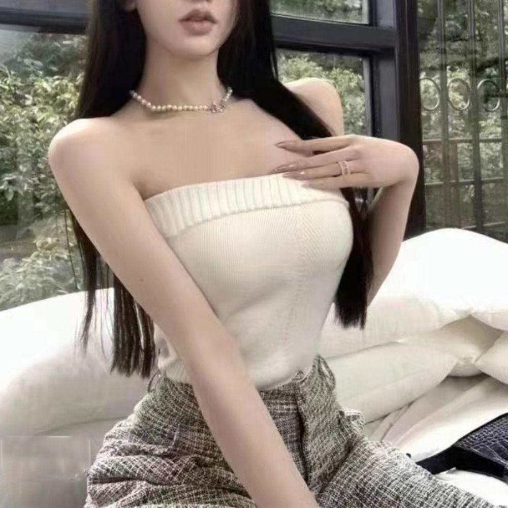 Askısız Bandeau tüp üst rahat  - Tank Top Ribbed incelemesi ve fiyatı
